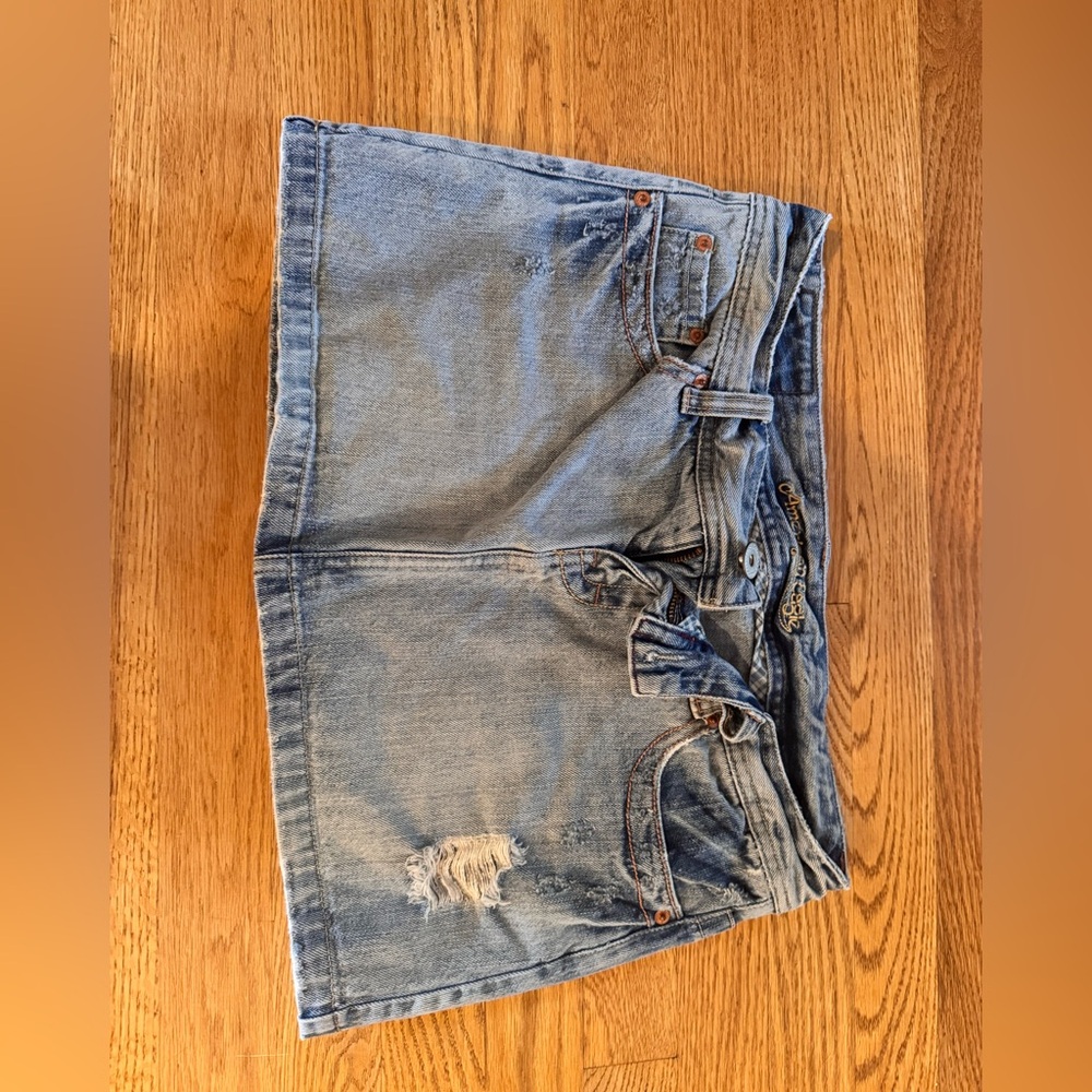 American Eagle Outfitters Light Blue Distressed Jean Skirt